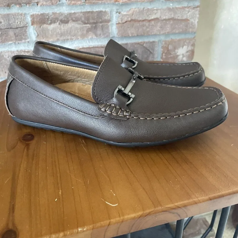 Vionic Loafer Moccasin Shoes Men's Size 7 Brown Mason Silver Buckle Comfort